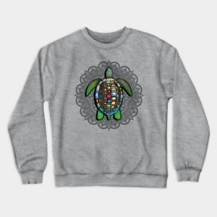 Flower Mandala Hawaiian Graphic Design Sea Turtle Crewneck Sweatshirt